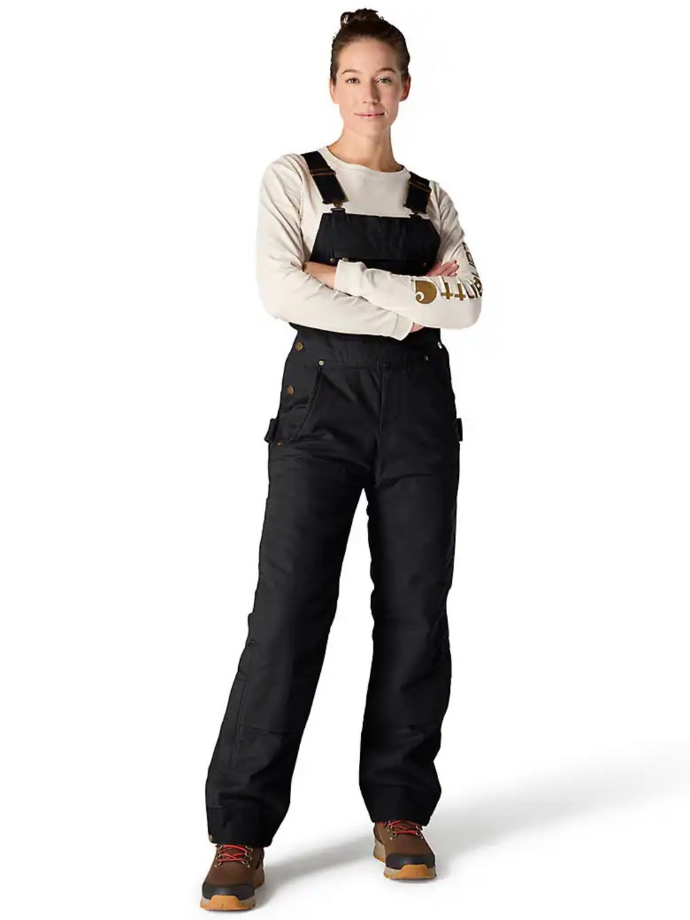 Carhartt Women’s Washed Duck Insulated Bib Overall in Black